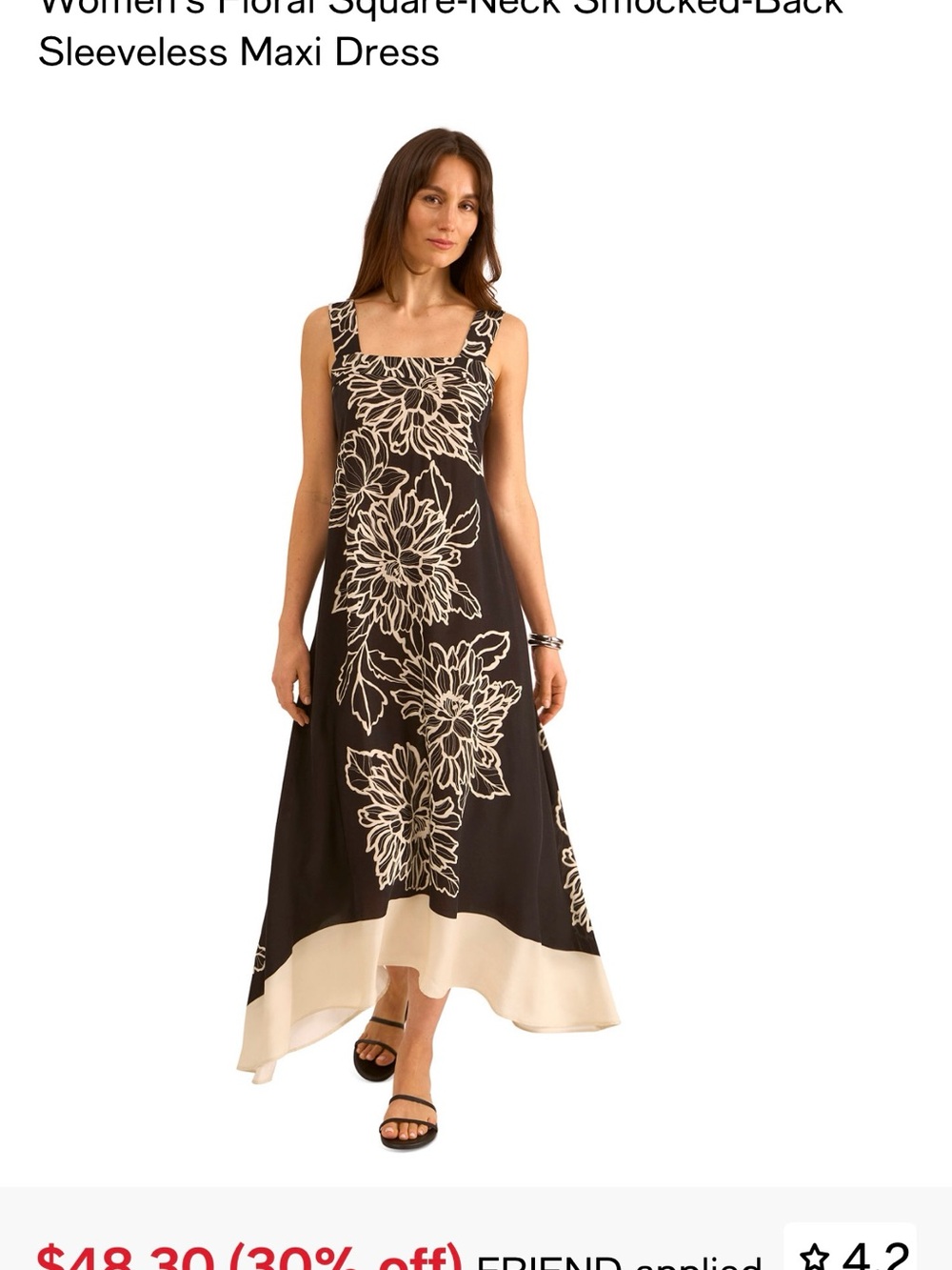 Vince Camuto Black Maxi Dress with Cream Floral Accents - Picture 2 of 4
